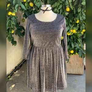 Silver Metallic Skater Dress